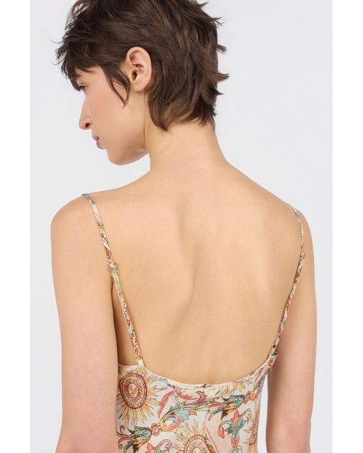 Roberto Cavalli White Persian Tarot Print Slip Dress