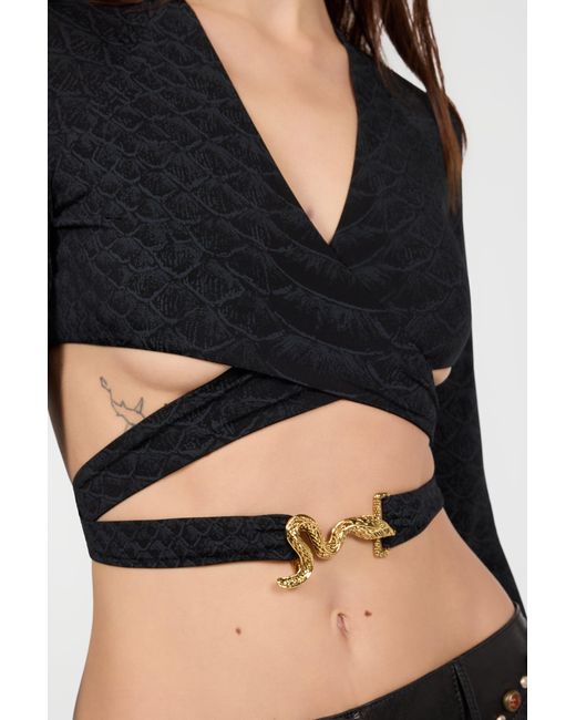 Roberto Cavalli Blue Serpentine Print Top