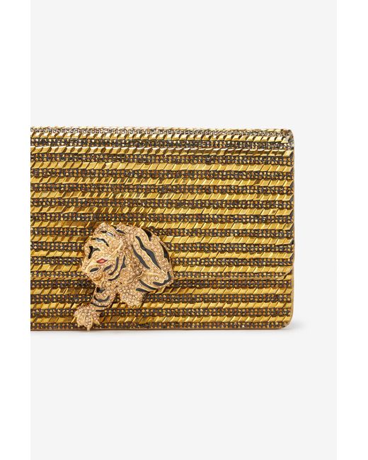 Bolso De Mano Clutch Roar Con Cristales Roberto Cavalli de color Green