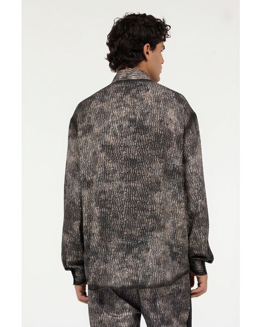 Roberto Cavalli Gray Faded Effect Shirt With All-Over Lettering for men