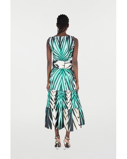 Roberto Cavalli Green Ray Of Sea Print Midi Dress