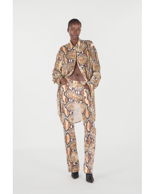 Roberto Cavalli White Python Print Denim