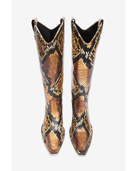 Roberto Cavalli Multicolor Texan Boots With Python Print