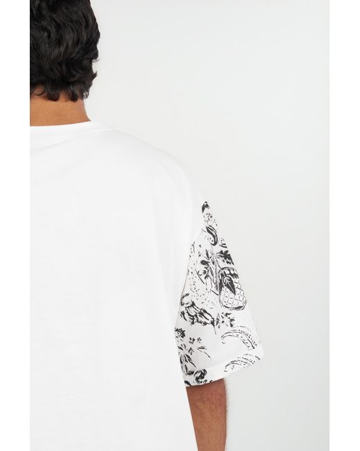 Roberto Cavalli White T-Shirt With Ornamental Design for men
