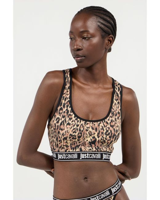 Roberto Cavalli Black Jaguar Skin Print Bra