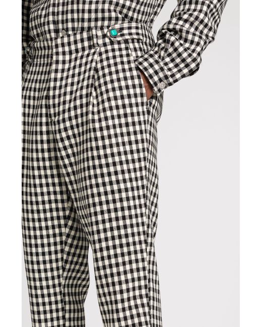 Roberto Cavalli Gray Gingham Straight-Leg Tailored Trousers for men