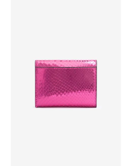 Roberto Cavalli Pink Snake Scale-Effect Metallic Wallet