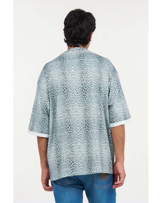 Roberto Cavalli Blue Oversized T-Shirt With Baby Jaguar Print for men