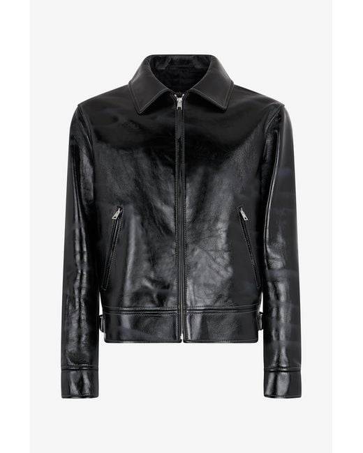 Roberto Cavalli Black Leather Jacket for men