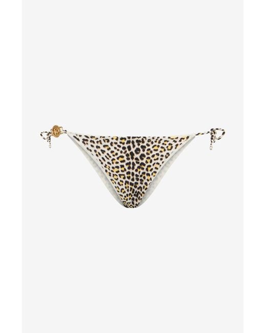 Roberto Cavalli White Pop Jaguar Print Bikini Bottom