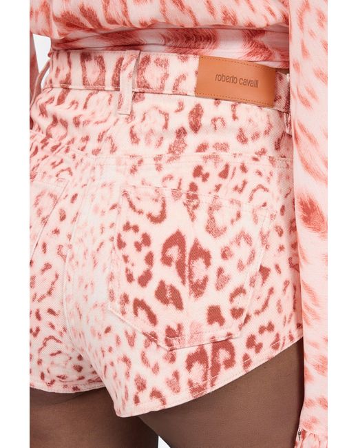 Roberto Cavalli Red Jaguar Print Shorts