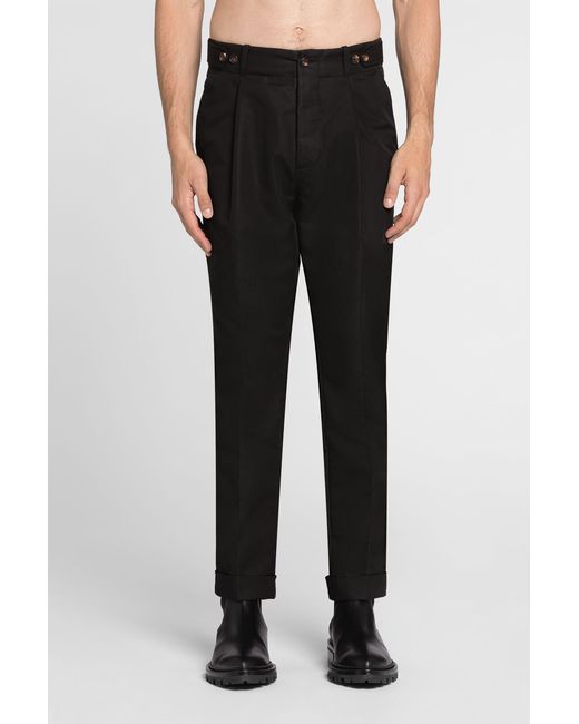 Roberto Cavalli Black Pleat-Detail Straight-Leg Trousers for men