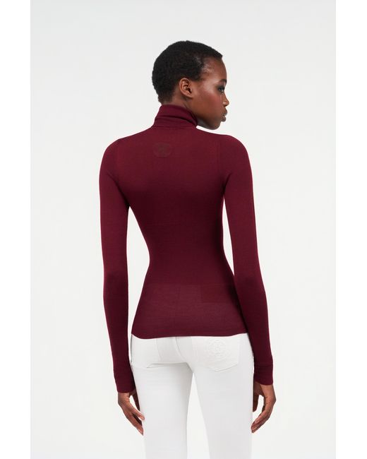 Roberto Cavalli Red Burgundy Turtleneck Top