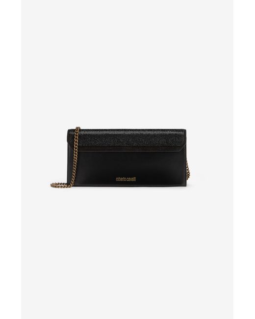Roberto Cavalli Black Leather Mini Bag With Shoulder Strap