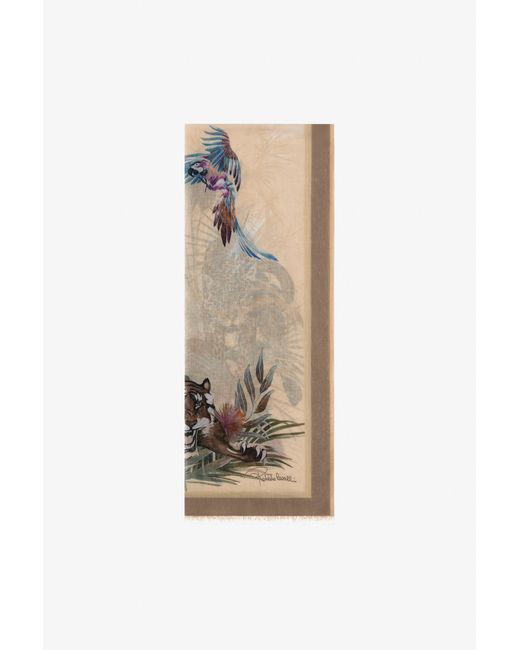 Roberto Cavalli White Stole With Lemon Print