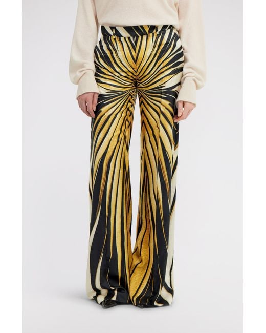 Roberto Cavalli White Ray Of Print Silk Palazzo Trousers