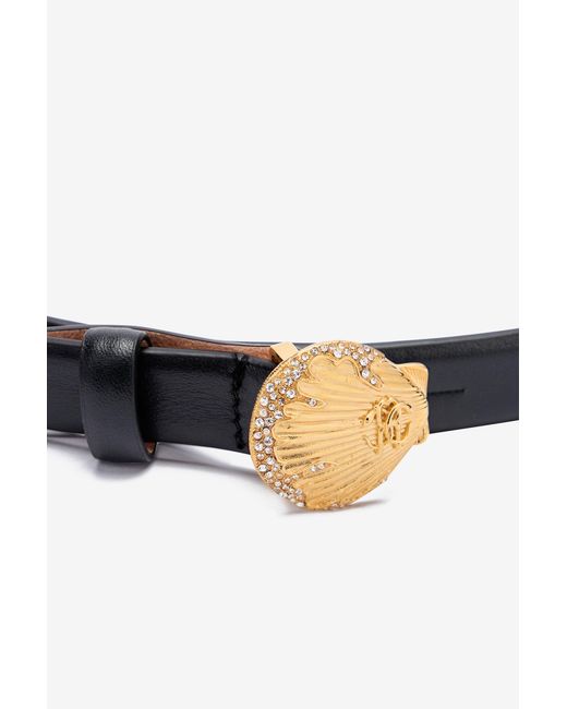 Roberto Cavalli White Leather Belt With Shell Buckle