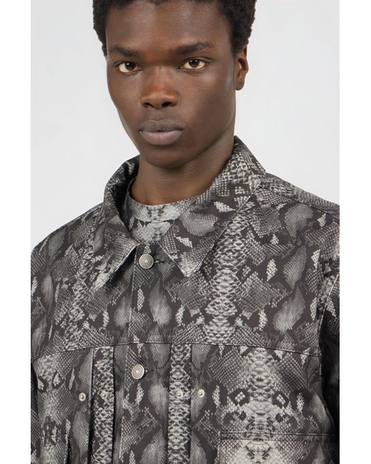 Roberto Cavalli Denim-Jacke Mit Python-Print in Black für Herren