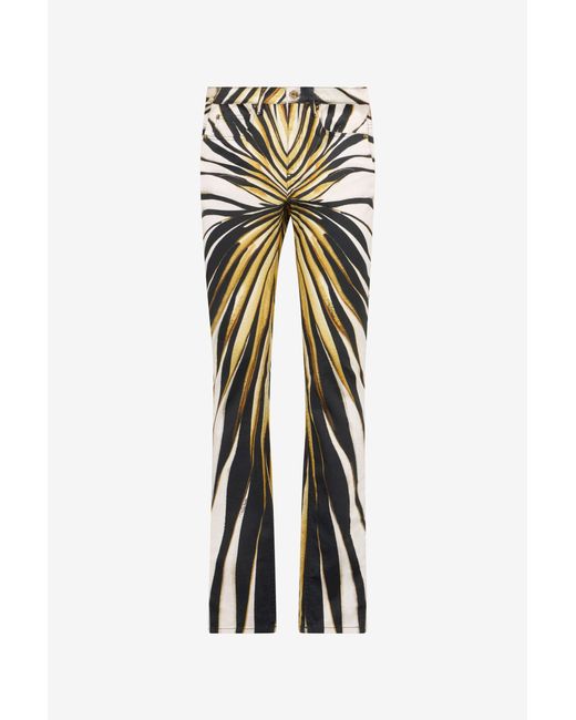 Roberto Cavalli White Ray Of Print Trousers Jeans