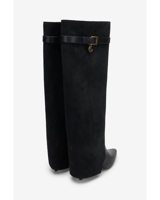 Roberto Cavalli Black Suede Boots With Buckle