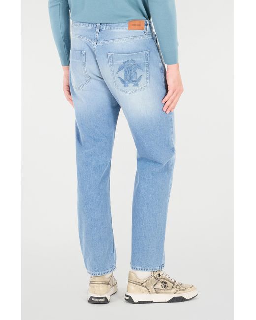 Roberto Cavalli Blue Jeans With Faded Detailing for men