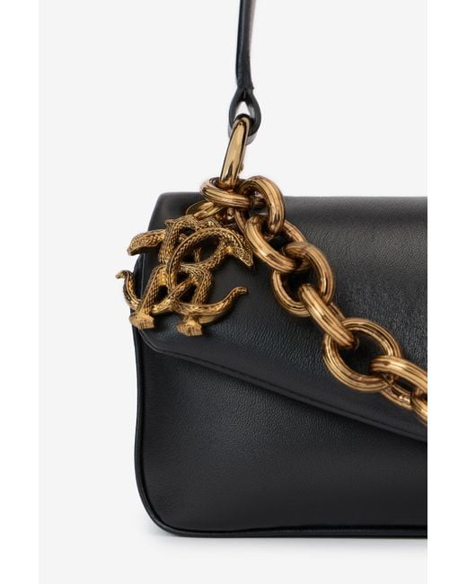 Roberto Cavalli White Shoulder Bag With Chain