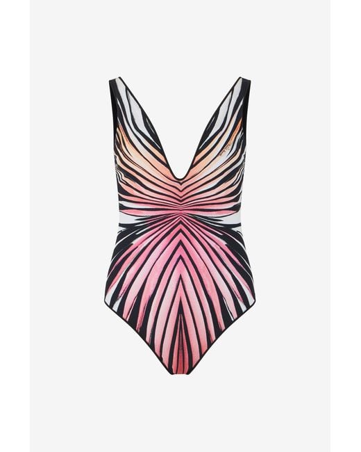 Roberto Cavalli Red Ray Of Paradise Print Swimsuit