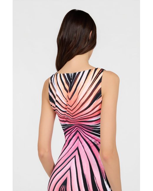Roberto Cavalli Red Ray Of Paradise Print Midi Dress