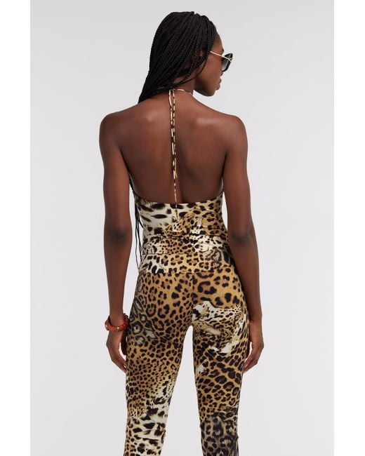 Roberto Cavalli White Top With Jaguar Skin Print