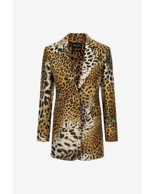 Roberto Cavalli Multicolor Jaguar Skin Print Blazer