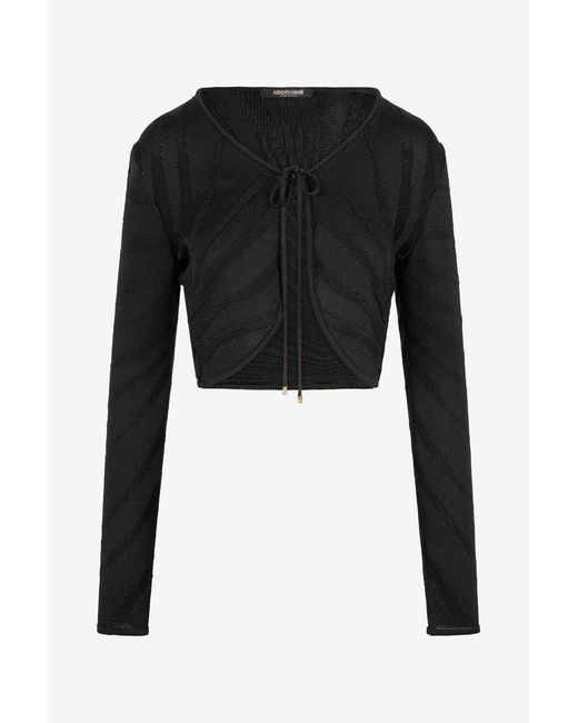 Roberto Cavalli Black Cropped Tie Front Cardigan