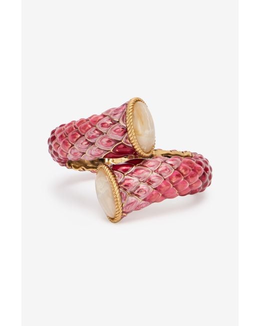 Roberto Cavalli Pink Enameled Scales Wrap Bracelet
