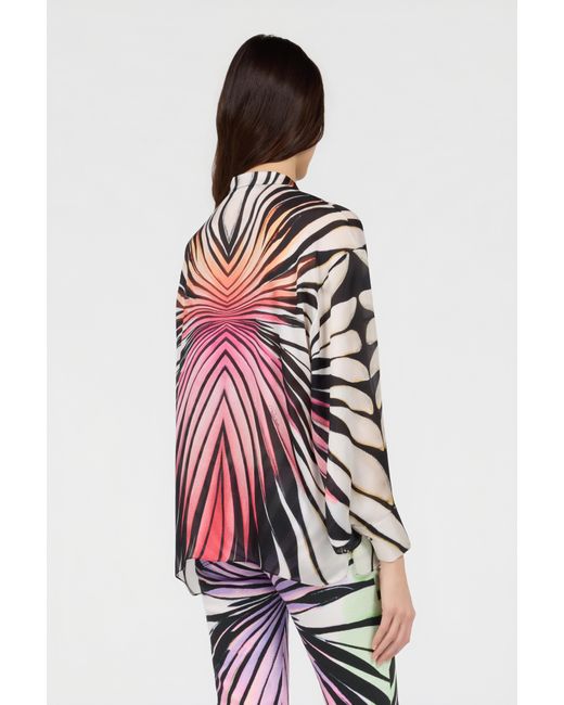 Roberto Cavalli Red Ray Of Paradise Print Silk Shirt