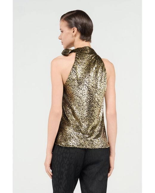 Roberto Cavalli Green Fil Coupé Top With Leopard Motif