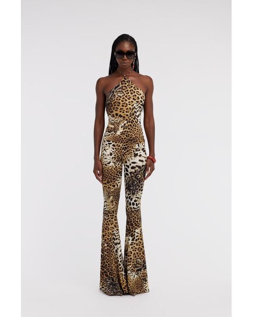 Roberto Cavalli White Top With Jaguar Skin Print