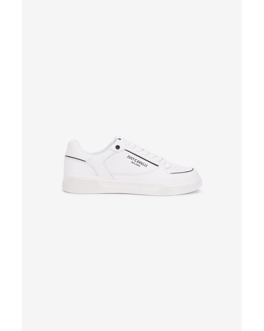 Roberto Cavalli Multicolor Leather Sneakers With Logo for men