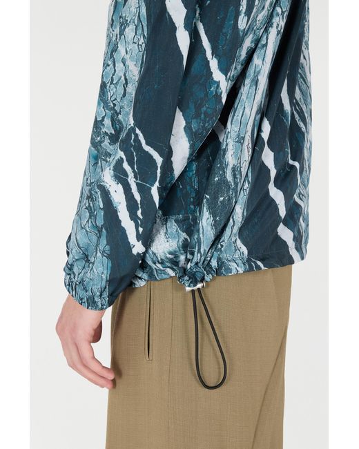 Roberto Cavalli Blue Marble-Print Bomber Jacket for men