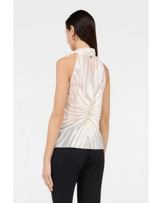 Roberto Cavalli White Top With Ray Devoré Print