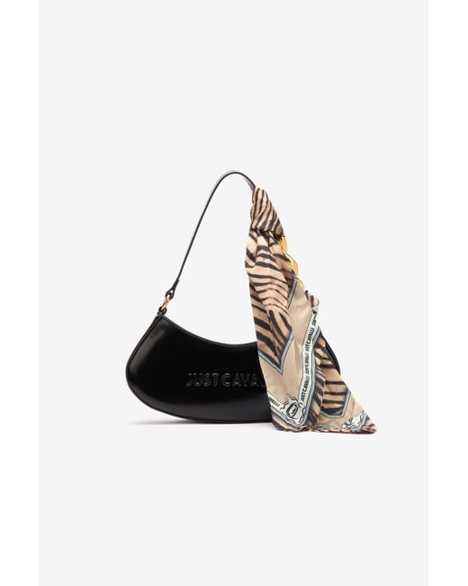 Roberto Cavalli White Hobo Bag With Scarf