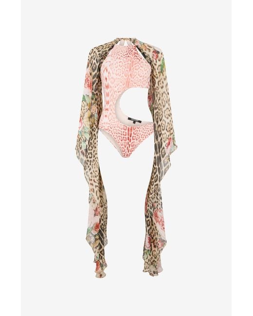 Roberto Cavalli Multicolor Jaguar Print One-Piece Swimsuit