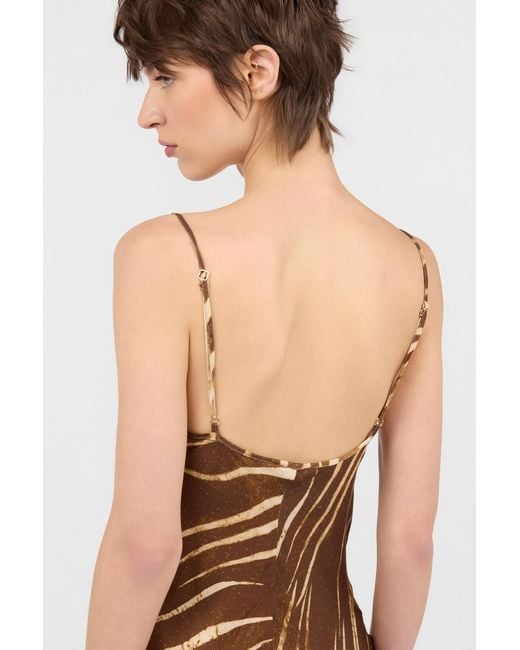 Roberto Cavalli Metallic Natural Barb Print Dress