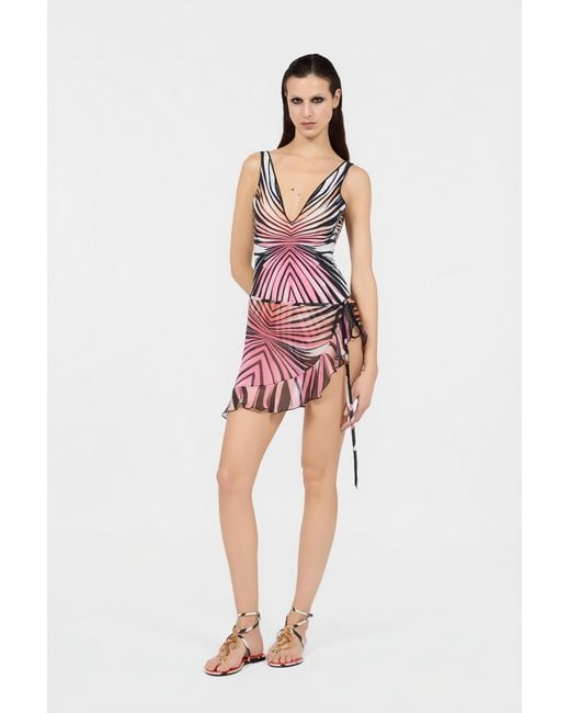Roberto Cavalli Pink Ray Of Paradise Print Sarong
