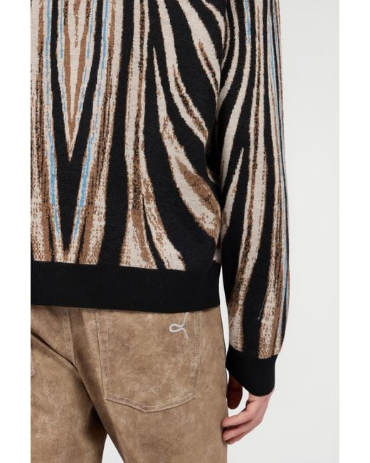 Roberto Cavalli Black Sweater With Zebra Print for men