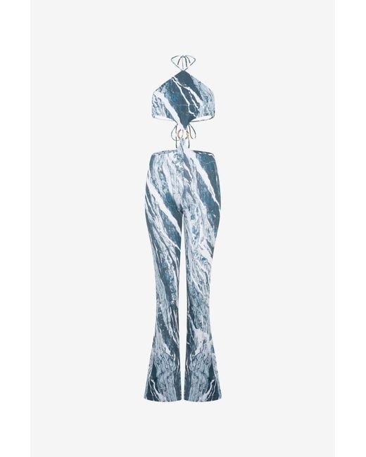 Roberto Cavalli Blue Rubane-Print Jumpsuit