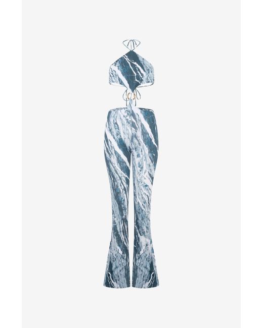 Roberto Cavalli Blue Rubane Print Jumpsuit