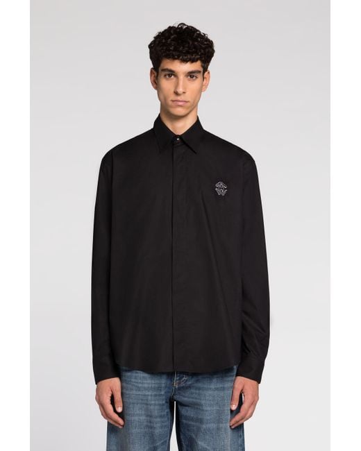 Camicia Con Monogram Mirror Snake di Roberto Cavalli in Black da Uomo
