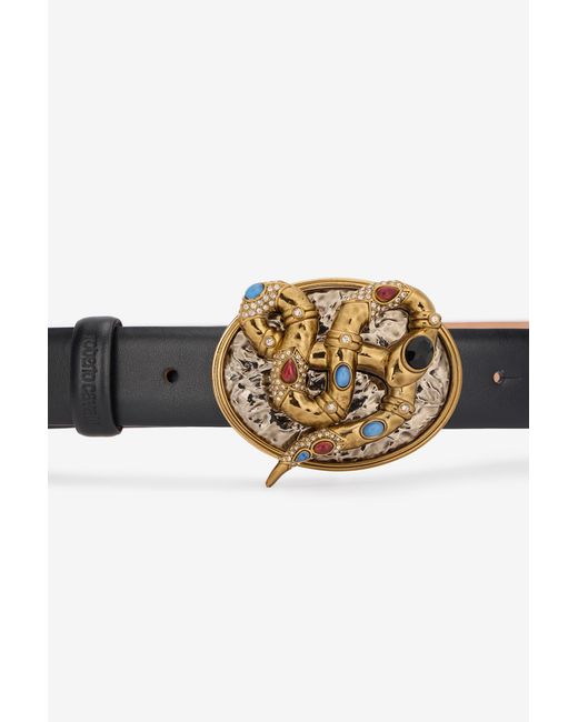 Roberto Cavalli Multicolor Slim Belt With Snake Buckle