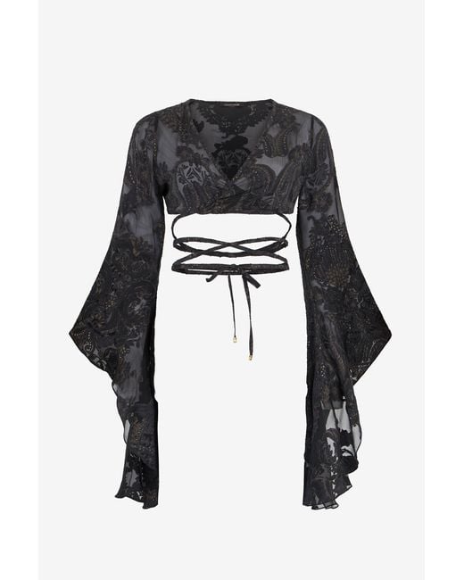 Roberto Cavalli Black Ornamental Top