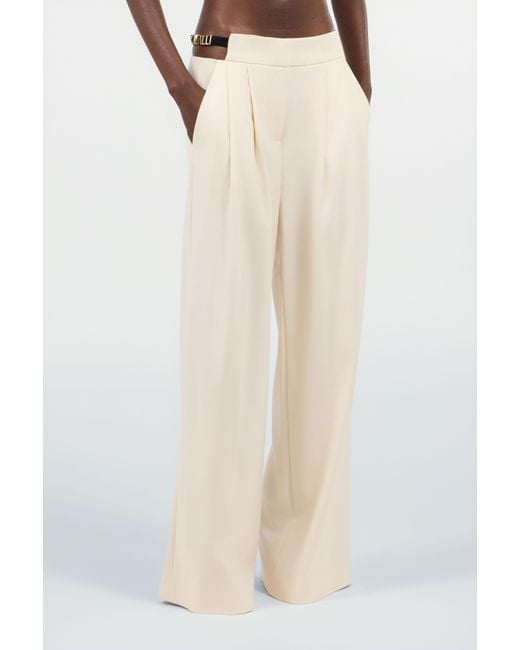 Roberto Cavalli White Cream Wide-Leg Trousers With Cut-Out