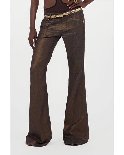 Roberto Cavalli Brown Bronze And Flared Jeans